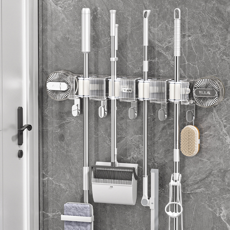 【天猫正品】吸盘式拖把壁挂夹卫生间免打孔挂钩置物架拖布扫把夹