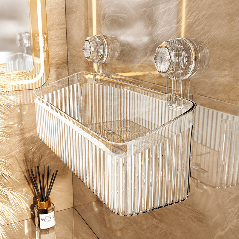 浴室吸盘置物架卫生间免打孔壁挂式架子洗手间挂篮墙上收纳架