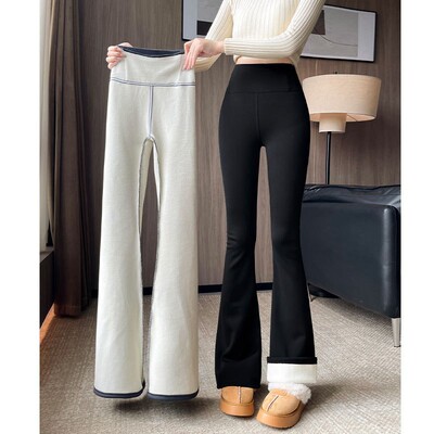 黑色喇叭裤女2025新款秋冬季高腰显瘦马蹄裤瑜伽运动微喇加绒裤子