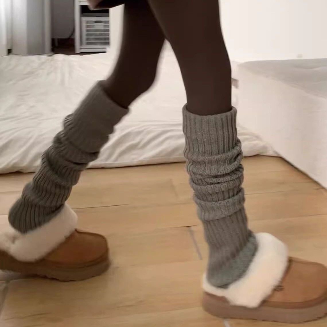 秋冬款JK堆堆袜胖mm卡其袜子加厚保暖袜套针织腿套中筒袜小腿袜女