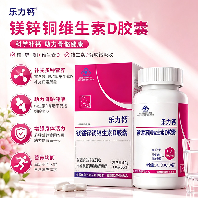 镁锰锌铜维生素d胶囊乐力钙官方旗舰店正品中老年成人补钙镁锌维D