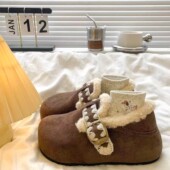 棉鞋 内增高厚底加绒保暖两穿勃肯鞋 冬季 雪地靴毛毛鞋 女鞋 2025新款