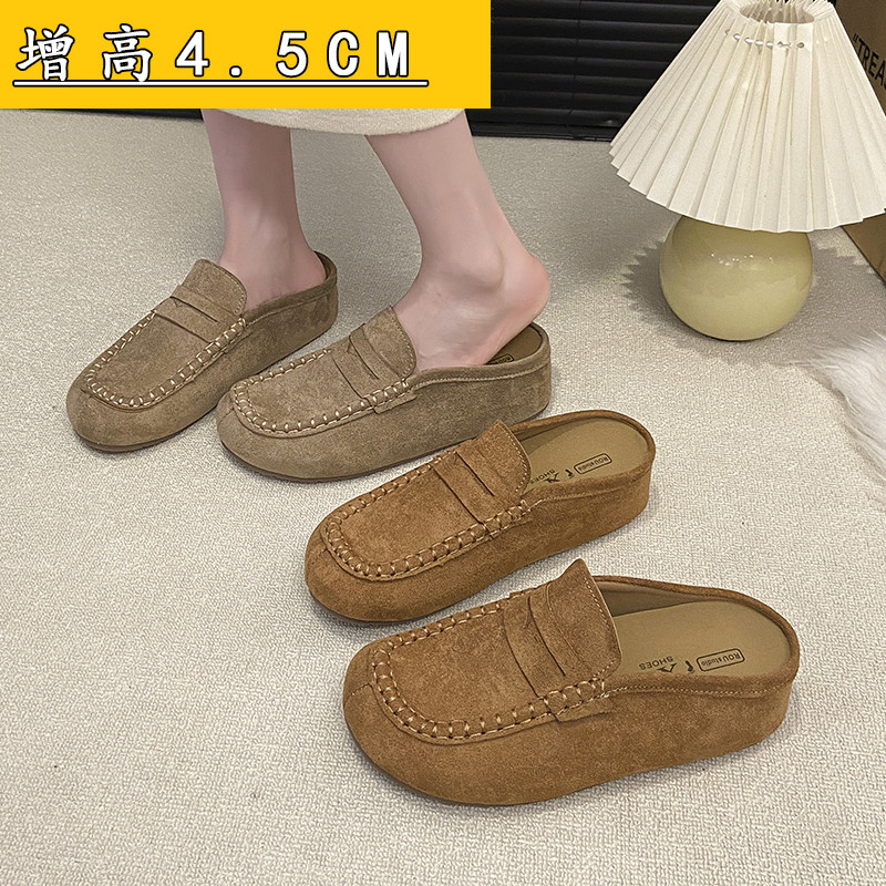 2026新款春季复古厚底休闲勃肯鞋女一脚蹬包头半拖鞋无后跟穆勒鞋,女鞋,包头拖,淘宝优惠券,粉丝福利购,淘宝优惠卷