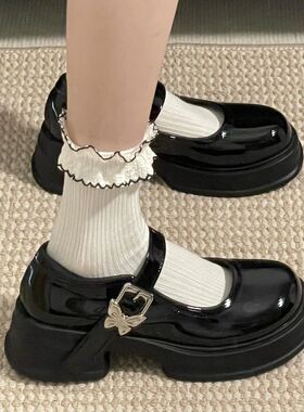 黑色百搭日系学院风厚底小皮鞋女2026新款春秋法式复古玛丽珍鞋子