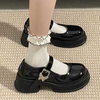 黑色百搭日系学院风厚底小皮鞋女2025新款春秋法式复古玛丽珍鞋子