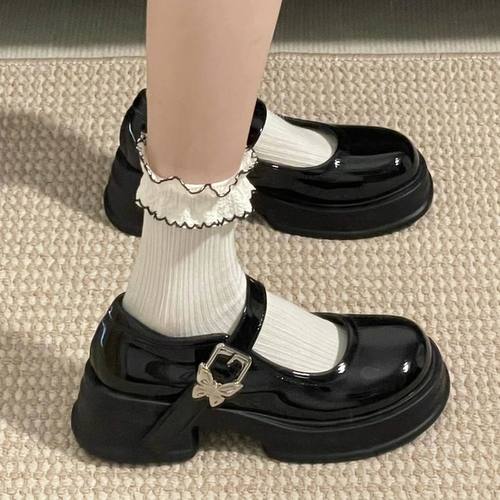 黑色百搭日系学院风厚底小皮鞋女2025新款春秋法式复古玛丽珍鞋子