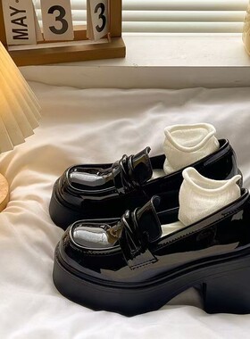 jk制服高跟玛丽珍小皮鞋女英伦风春秋2026新款厚底增高乐福鞋粗跟