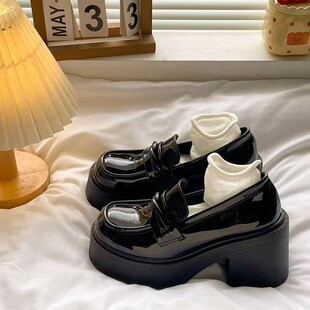 粗跟 厚底增高乐福鞋 jk制服高跟玛丽珍小皮鞋 女英伦风春秋2026新款