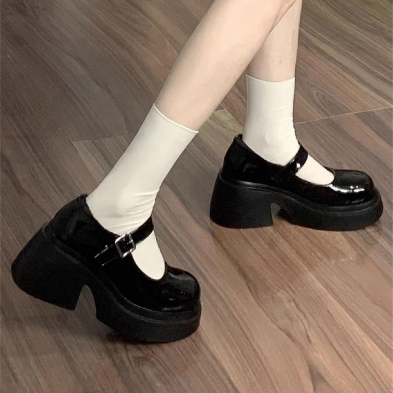 厚底增高小皮鞋女2025年春秋新款高跟玛丽珍鞋学院风jk鞋制服单鞋