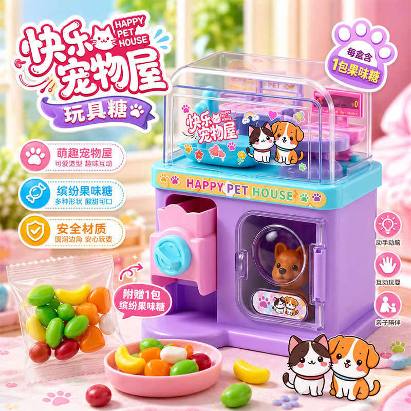 金稻谷快乐宠物屋玩具糖果彩虹果味糖儿童糖果玩具过家家游戏礼物图片