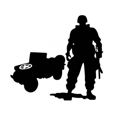 汽车反光贴纸防雨水车身贴军标军事14226二战盟军兵人