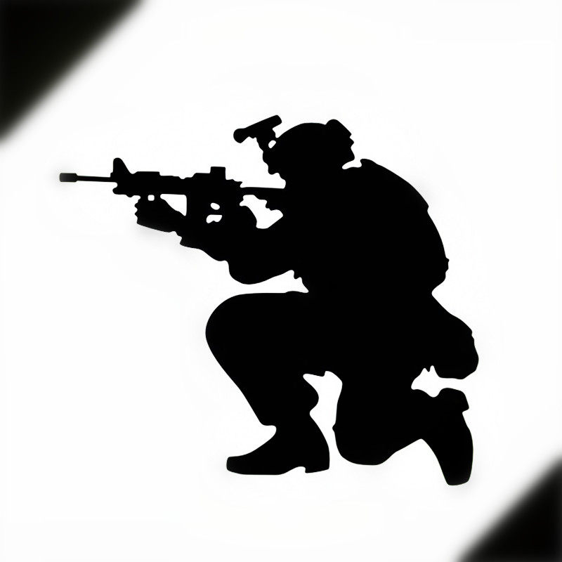 反光防水汽车箱包电动机车贴纸军事特勤b30特战队员战术动作兵人