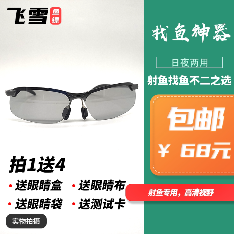 钓鱼眼镜墨镜看水底专用智能变色高清偏光镜日夜两用墨镜飞雪鱼镖