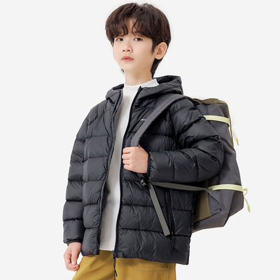 纯一良品童装男童羽绒服男孩秋冬新款中大童轻量85绒保暖连帽外套