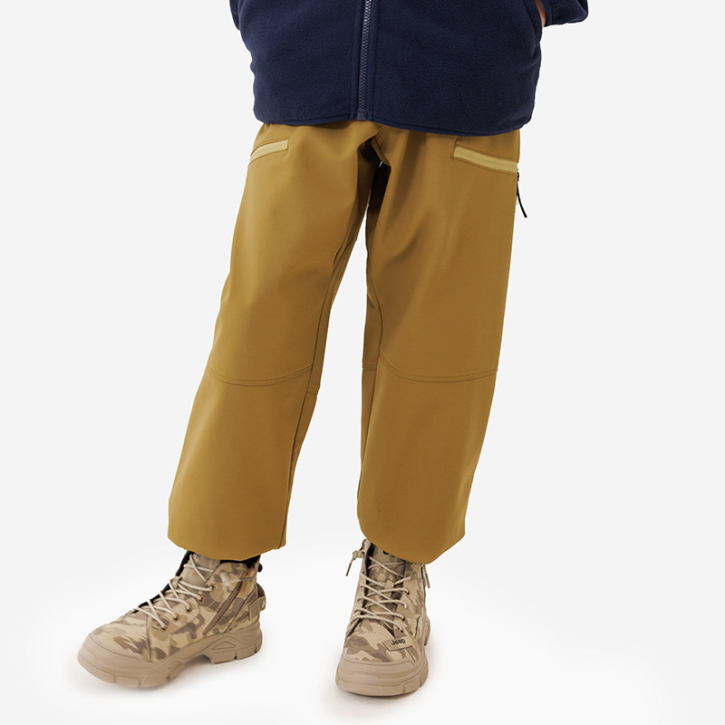 【加绒】纯一良品男童户外登山冲锋裤秋冬 小孩防风防水宽松长裤