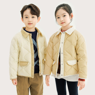 纯一良品冬装男女童翻领衬衣式羽绒服 中小童轻薄白鸭绒外套 宝宝