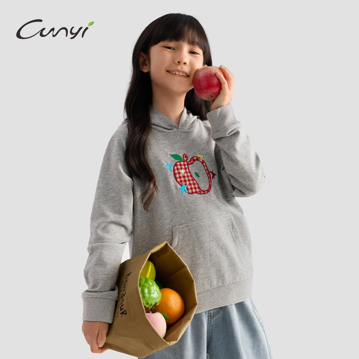 Cunyi纯一良品【植物基软毛圈】女童连帽衫2026春季新款儿童卫衣
