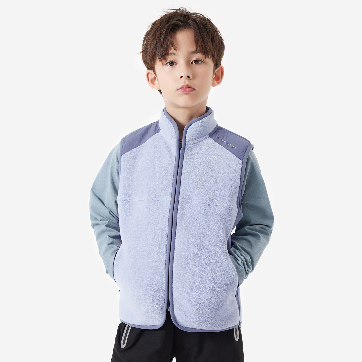 纯一良品男童马甲2025秋冬保暖澳粒绒外穿背心时尚无袖外套