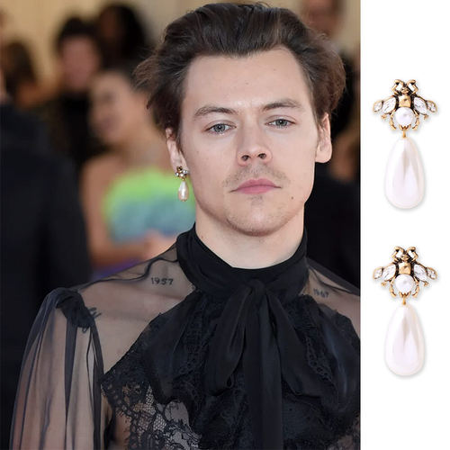 HarryStyles同款蜜蜂珍珠耳钉环