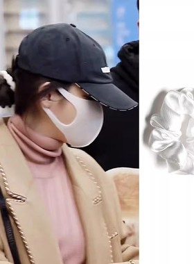 IU李知恩同款白色大肠发圈高弹发绳优雅盘发时尚气质机场周边饰品