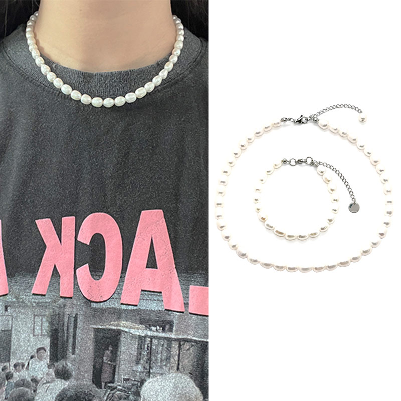张绮贤同款淡水珍珠项链手链情侣高级感法式复古风锁骨链礼物饰品