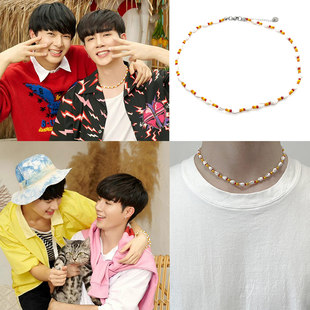 zeenunew李海海林景云同款小贝壳海响螺彩珠拼接项链海景房锁骨链