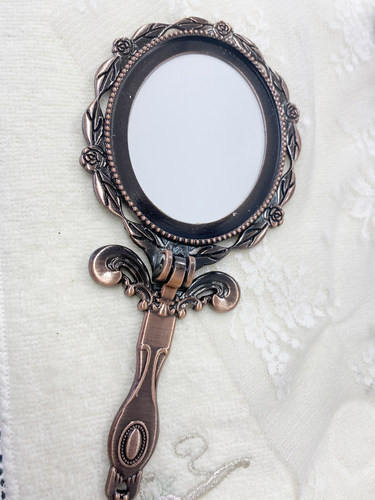 化妆镜折叠镜子押花压花镜复古镜