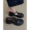 羊皮版~黑色小皮鞋女2025秋季新款单鞋厚底乐福鞋复古玛丽珍鞋子