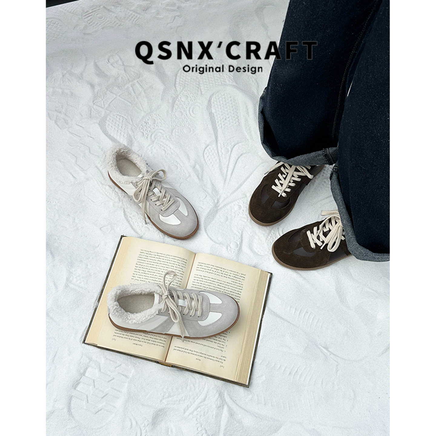 牛皮版~冬季加绒德训鞋女2025新款休闲百搭系带板鞋平底阿甘鞋子,女鞋,德训鞋,淘宝优惠券,粉丝福利购,淘宝优惠卷