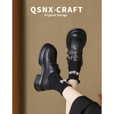 软牛皮~轻底可踩跟乐福小皮鞋女