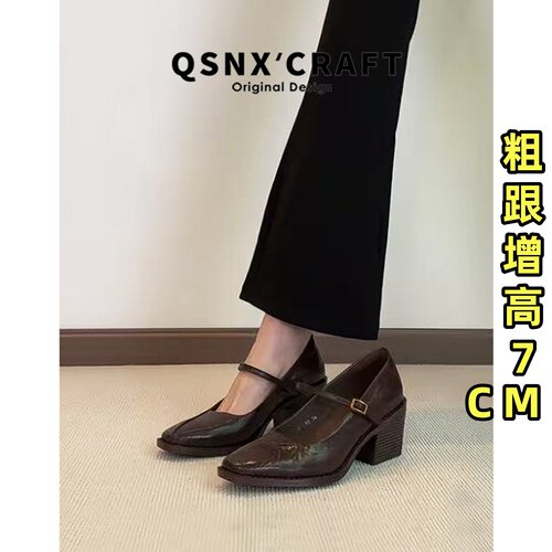 复古风玛丽珍鞋女通勤高跟单鞋