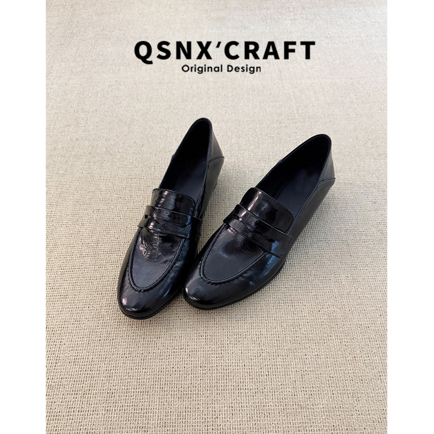 牛皮版~复古英伦一脚蹬乐福鞋女2026新款黑色平底浅口懒人小皮鞋