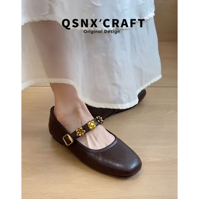 超软小羊皮~棕色玛丽珍小皮鞋