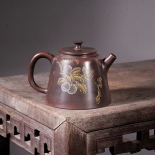 雅趣壶 手工精品雕刻坭兴陶茶壶 唐天源出品 170cc古典梅花风格