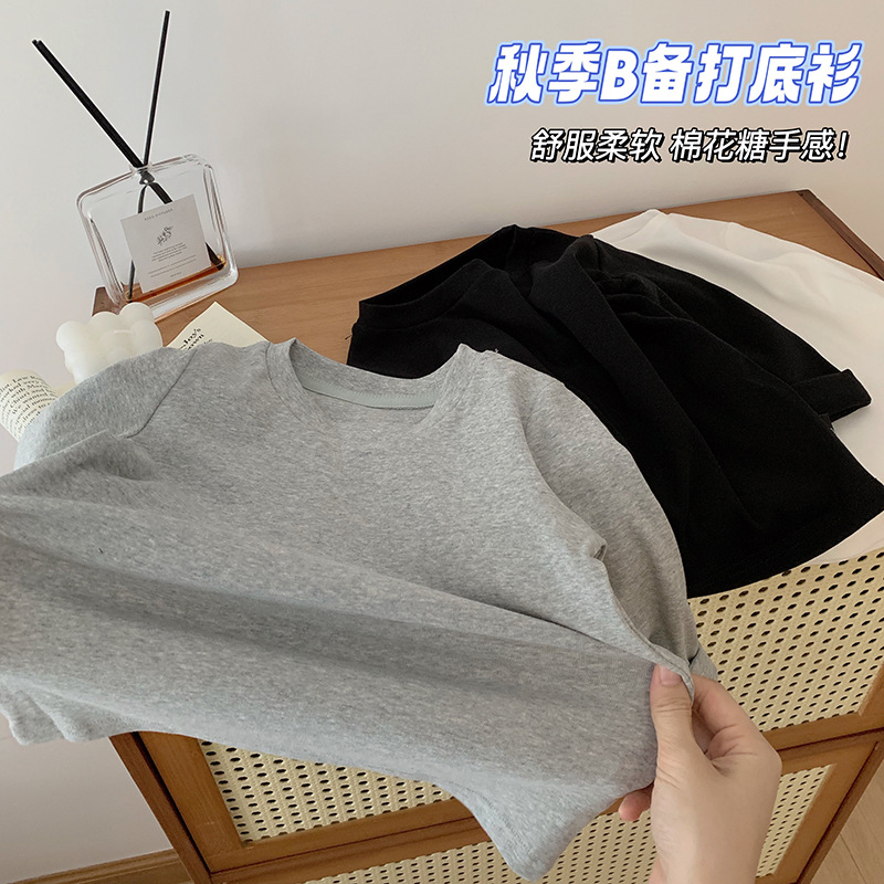 打底衫上衣白色t恤长袖