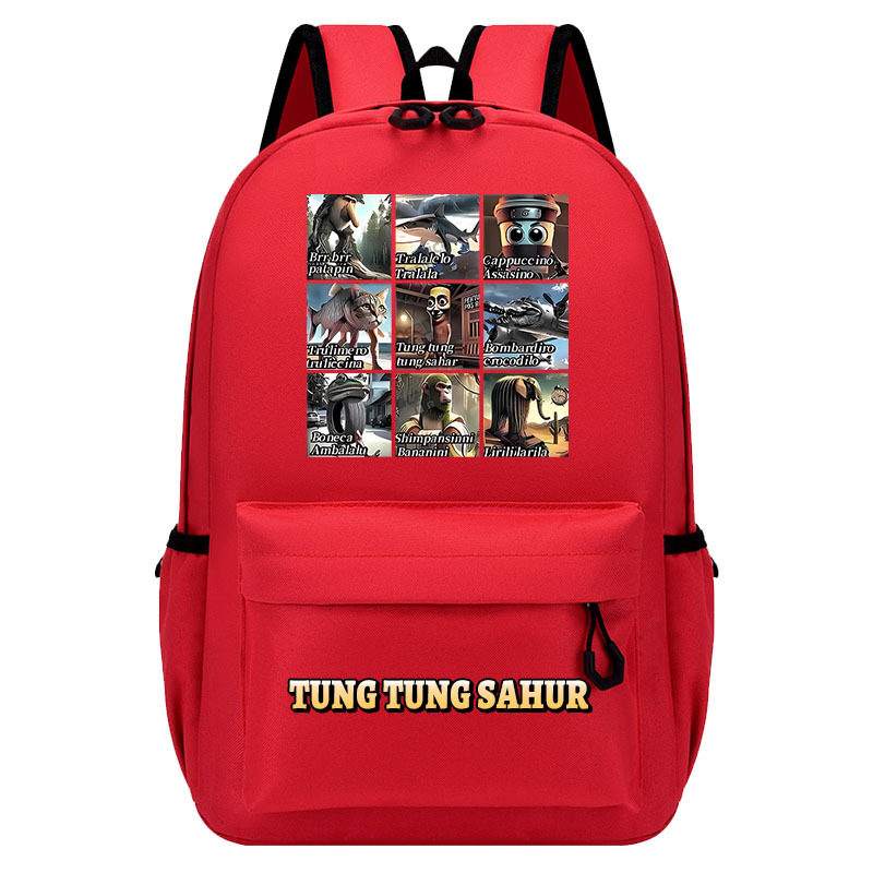 国外抽象山海经tungtungsahur通通哥木棍人双肩背包学生书包新款
