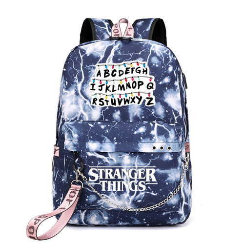 新款美剧怪奇物语stranger 双肩包USB充电夜光背包中学生书包轻便