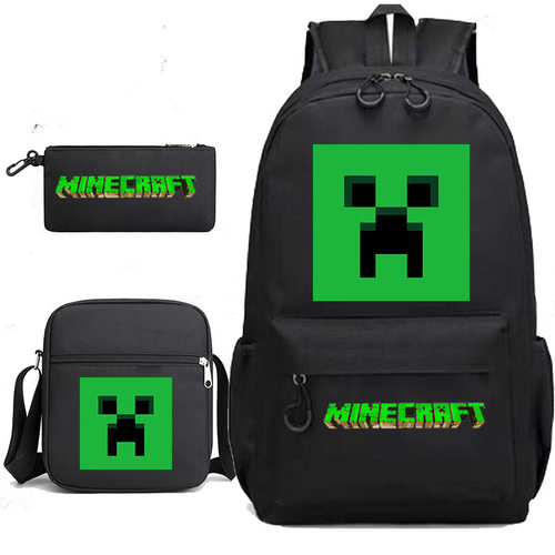 跨境热销 我的世界 Minecraft 中学生校园书包笔袋午餐包三合一