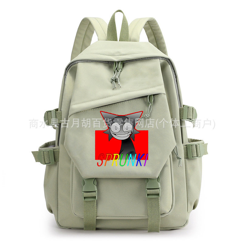 节奏盒子 sprunki印花双肩背包游戏卡通学生书包护脊简单帆布包