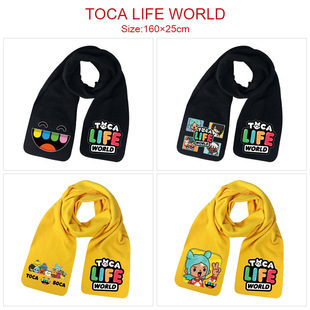 托卡生活世界周边围巾 卡通中性款印花潮流百搭毛绒保暖围脖套脖