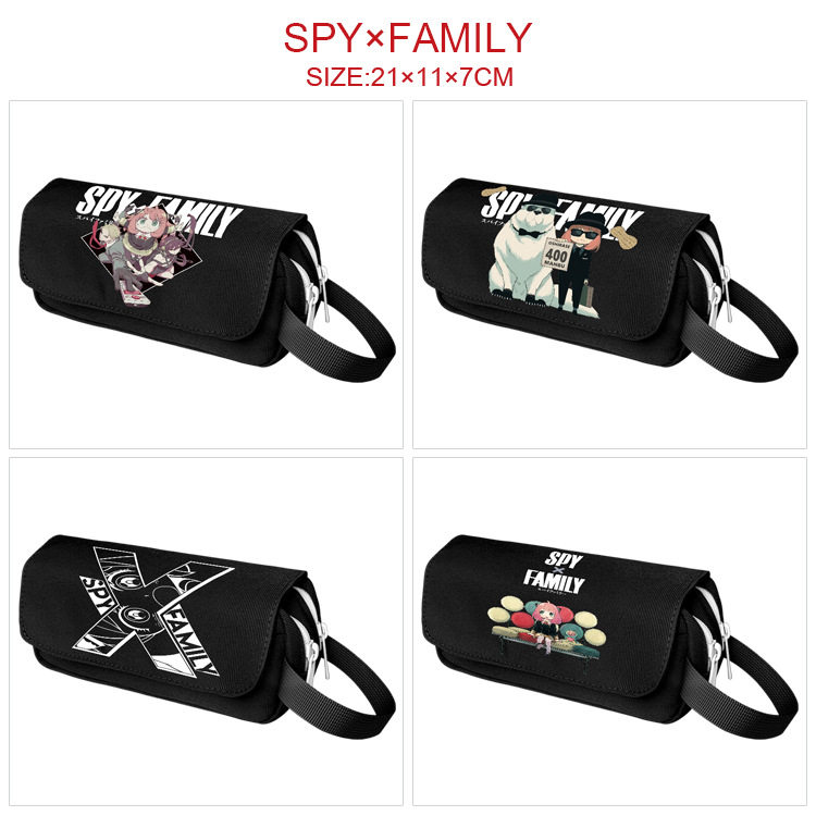 间谍过家家手提帆布防水笔袋学生双层大容量文具盒卡通动漫手拿包