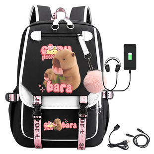 卡通卡皮巴拉capybara印花背包旅行包电脑包学生男女休闲双肩书包