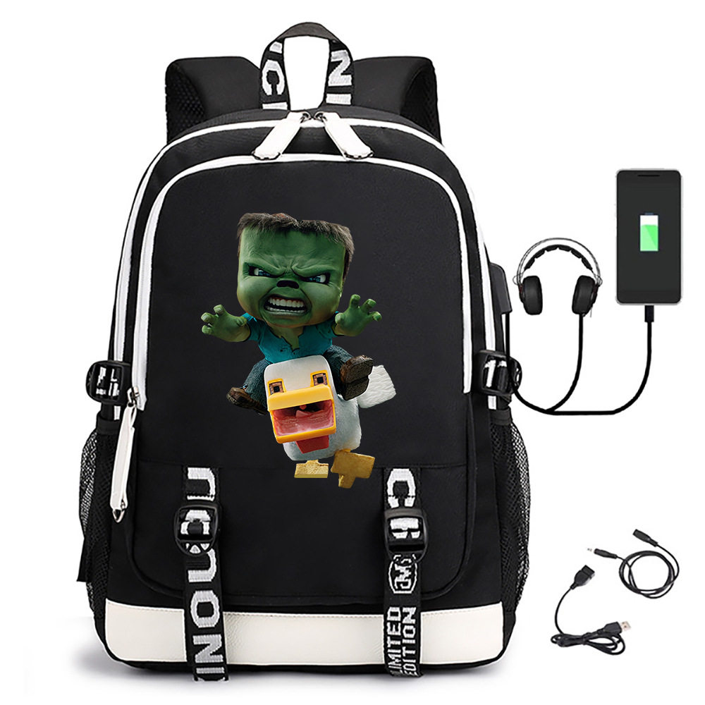 MINECRAFT麥塊電影印花周边双肩包背包USB青少年旅行电脑包,文具电教/文化用品/商务用品,学生书包,淘宝优惠券,粉丝福利购,淘宝优惠卷