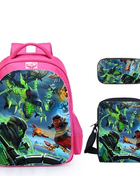 LEGO Ninjago Season5乐高系列儿童卡通印花三件套书包+挎包+笔袋