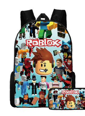 跨境热销Roblox两件套中小学生书包儿童双肩背包卡通动漫双肩包