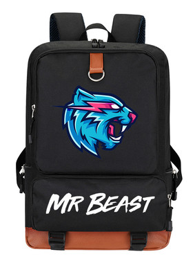 跨境新款Mr Beast牛津布双肩包电脑包初高中小学生个性大容量书包