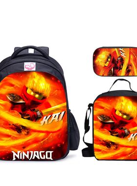 新品三件套-书包+餐包+笔袋乐高LEGO Ninjago Season 5系列卡通图
