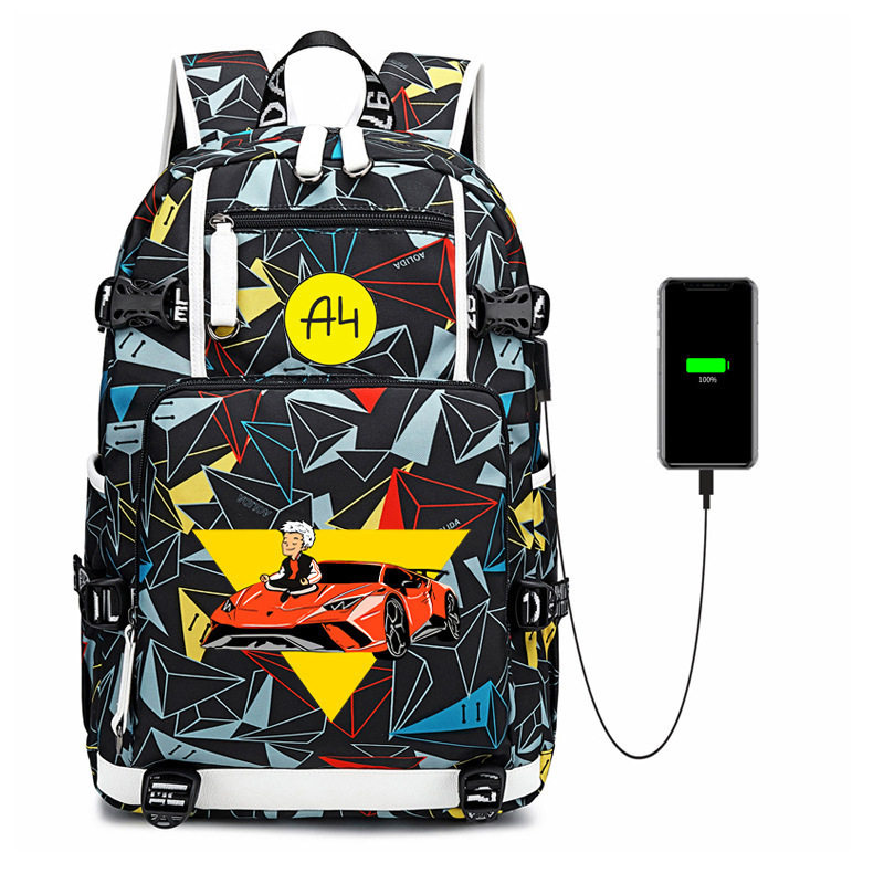 直播网红爆款A4印花青少年女生中小学生书包男女休闲帆布双肩背包