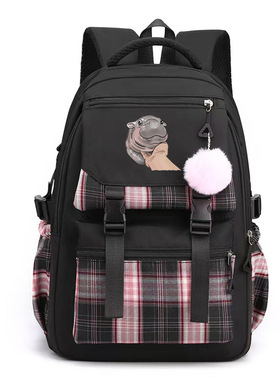 可爱MOO DENG动物youtoo印花双肩背包休闲户外书包卡通