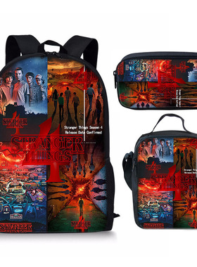 亚马逊新品Stranger Things 4怪奇物语4学生书包儿童背包挎包笔袋